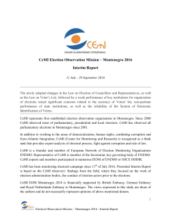 CeMI Election Observation Mission – Montenegro 2016 Interim Report