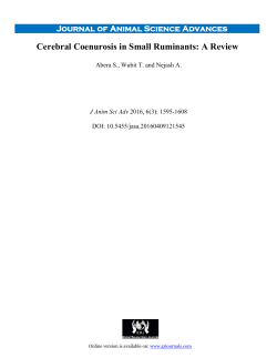 Cerebral Coenurosis in Small Ruminants: A Review