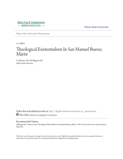 Theological Existentialism In San Manuel Bueno, M&aacute;rtir