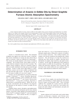 Determination of Arsenic in Edible Oils by Direct Graphite Furnace