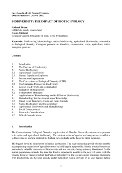 BIODIVERSITY: THE IMPACT OF BIOTECHNOLOGY