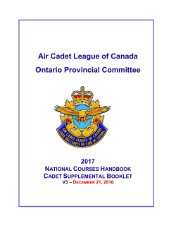 Cadet Supplemental Booklet - Ontario Provincial Committee