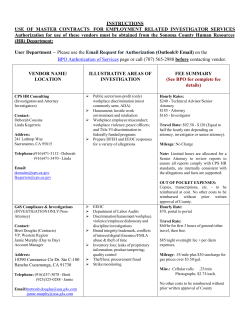 List of Vendors - Human Resources Department