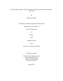 Beyond National Origins: The Development of Modern Immigration