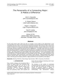 The Personality of a Computing Major: It Makes a Difference