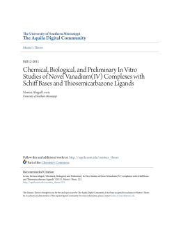 Chemical, Biological, and Preliminary In Vitro Studies of Novel