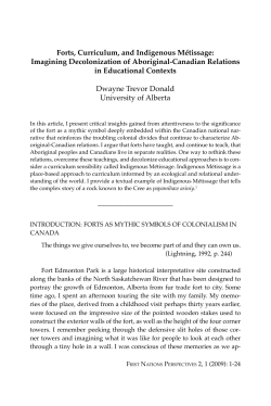 Forts, Curriculum, and Indigenous M&eacute;tissage