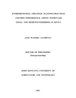 ENTREPRENEURIAL STRATEGIC PLANNING PRACTICES AND