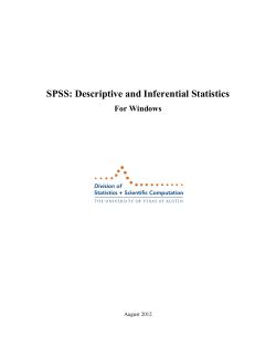 SPSS: Descriptive and Inferential Statistics