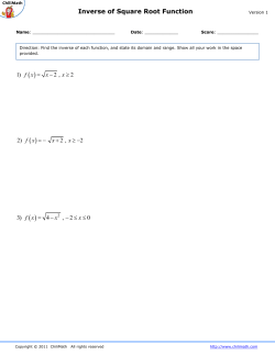 Inverse of Square Root Function