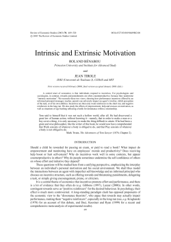 Intrinsic and Extrinsic Motivation