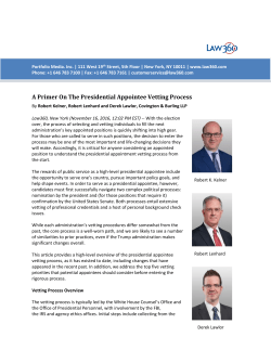 A Primer On The Presidential Appointee Vetting Process