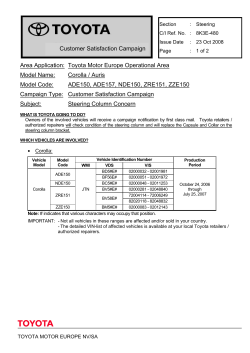 Area Application: Toyota Motor Europe Operational Area Model