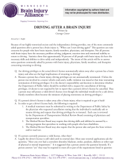 driving after a brain injury - Minnesota Brain Injury Alliance