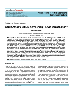 South Africa`s BRICS membership: A win-win