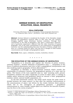 german school of geopolitics. evolution, ideas, prospects