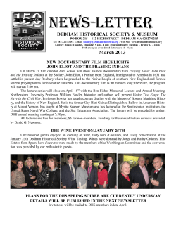 March 2013 - Dedham Historical Society