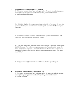 I. Techniques in Organic Lab and TLC Analysis 1. Write a short