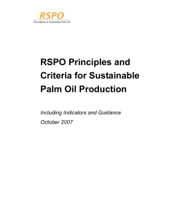 RSPO Principles and Criteria for Sustainable Palm Oil Production