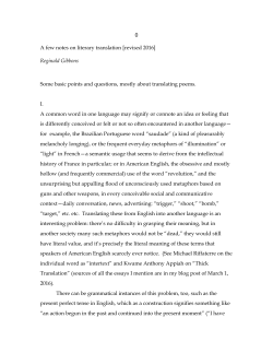 0 A few notes on literary translation [revised 2016] Reginald