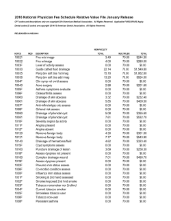 2016 Medical Fee Schedule
