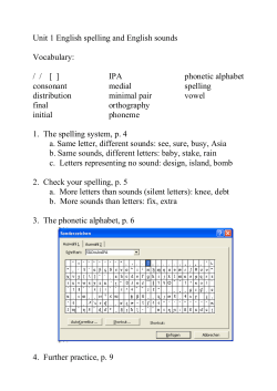 Unit 1 English spelling and English sounds