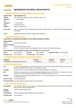 CHEM ALERT REPORT MAGNESIUM CHLORIDE, HEXAHYDRATE