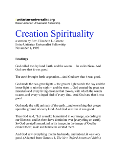 Creation Spirituality - Boise Unitarian Universalist Fellowship