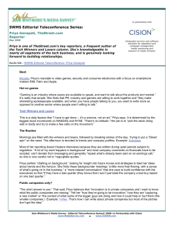 SWMS Editorial Teleconference Series