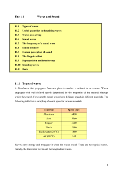 Unit 11 - Waves and Sound