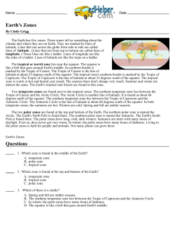 Earth`s Zones Questions