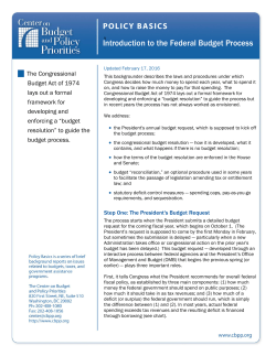 Introduction to the Federal Budget Process