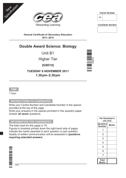 Higher Tier, Unit B1