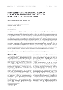 enhance resistance to alternaria alternata causing potato brown leaf