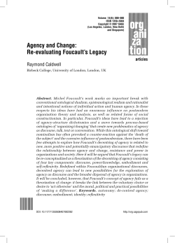 Agency and Change: Re-evaluating Foucault`s Legacy