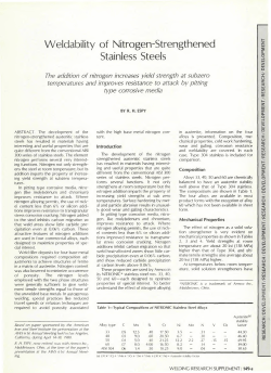 Weldability of Nitrogen-Strengthened Stainless Steels