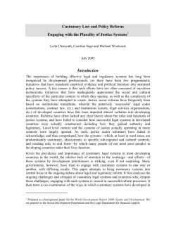 Customary Law and Policy Reform: Engaging with the Plurality of