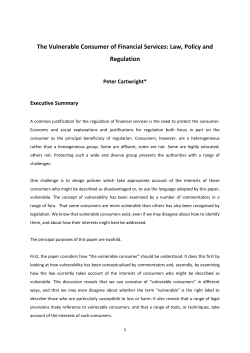The Vulnerable Consumer of Financial Services: Law, Policy and