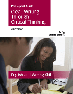 Clear Writing Through Critical Thinking