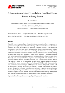 A Pragmatic Analysis of Hyperbole in John Keats‟ Love Letters to