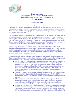 Lupe Anguiano Message to La Raza Unida Party Reunion 40th