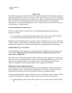 MLA Style - Lipscomb University
