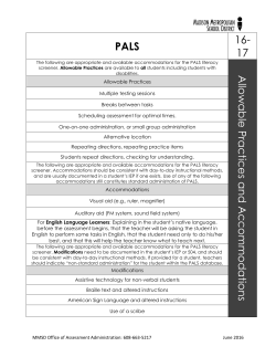 PALS 16- 17 A llowable Practices and Acc o mm odatio ns