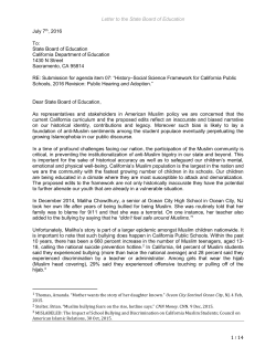 Muslim community organization letter, July 7, 2016