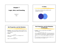 Chapter 7 Logic Sets and Counting Logic, Sets, and Counting