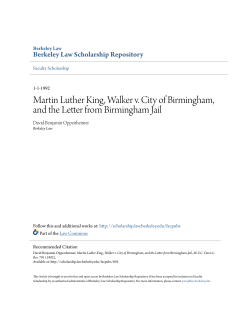 ARTICLES Martin Luther King, Walker v. City of Birmingham, and the