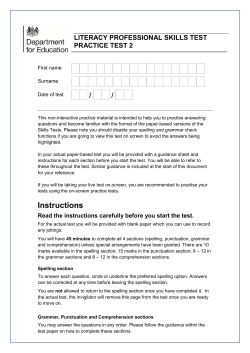 Literacy practice paper 2 - Professional skills tests