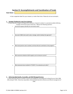 Section D: Accomplishments and Coordination of Funds