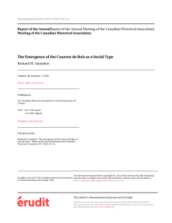 The Emergence of the Coureur de Bois as a Social Type