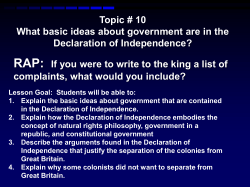 Topic # 10 What basic ideas about government are in the